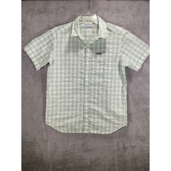 Columbia Shirt Mens Large Green Regular Fit Button Up Casual Short Sleeve Summer - Picture 1 of 7